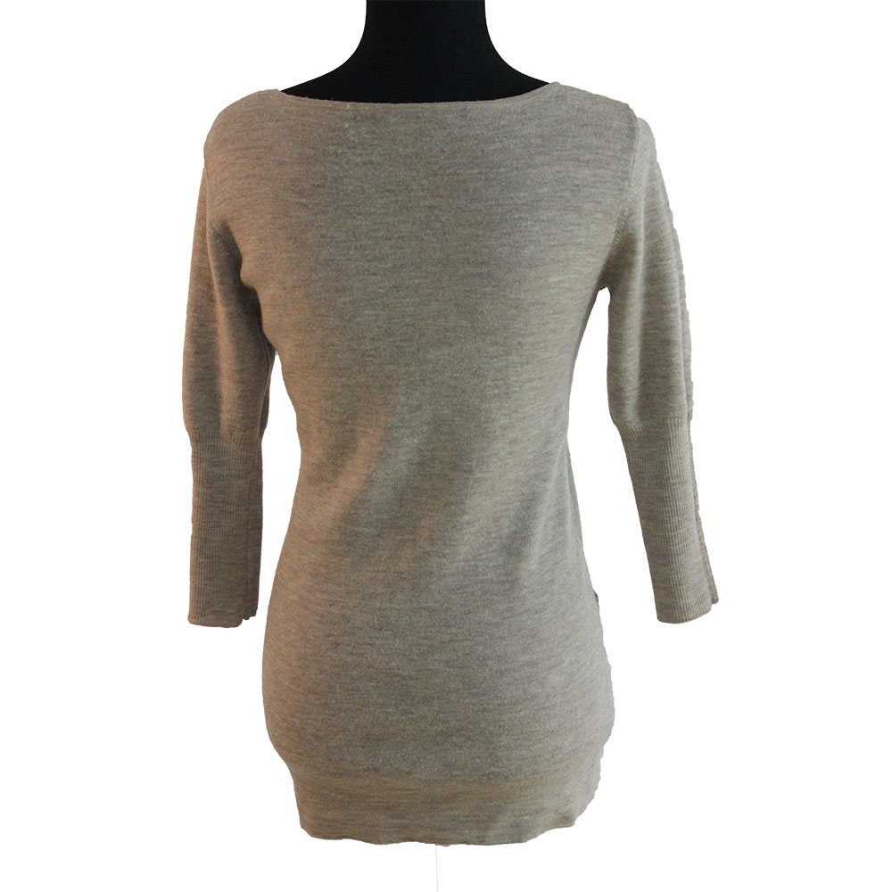 Women's Merino Wool Sweater, Full needles knit pullover, fake pocket long dress